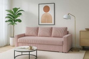 Schlafsofa mit Schlaffunktion SILVER 3 Cordstoff Rosa