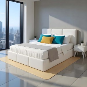 Polsterbett mit Bettkasten VELORA 160x200 Kunstleder Weiß