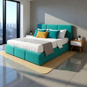 Polsterbett mit Bettkasten VELORA 140x200 Türkis