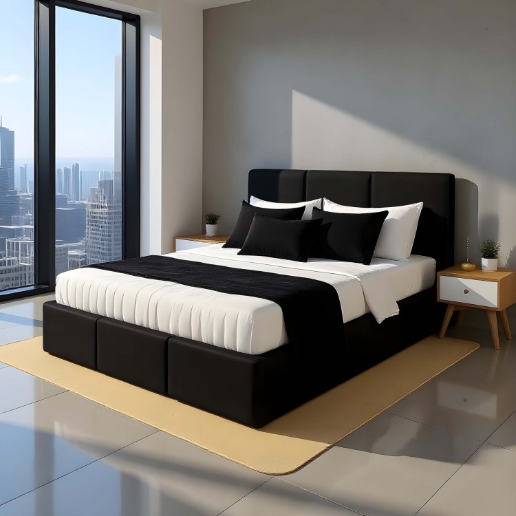 Polsterbett mit Bettkasten VELORA 120x200 Velvet Schwarz