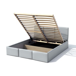 Polsterbett mit Bettkasten VELORA 180x200 Kunstleder Weiß