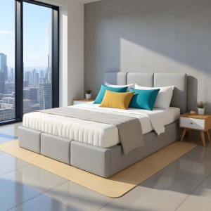 Polsterbett mit Bettkasten VELORA 180x200 Kunstleder Grau