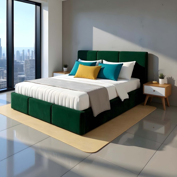 Polsterbett mit Bettkasten VELORA 180x200 Velvet Grün