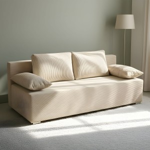 Schlafsofa Lunera 2 Cordstoff Creme