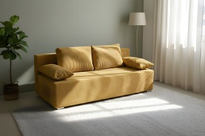 Schlafsofa Lunera 2 Cordstoff Gold