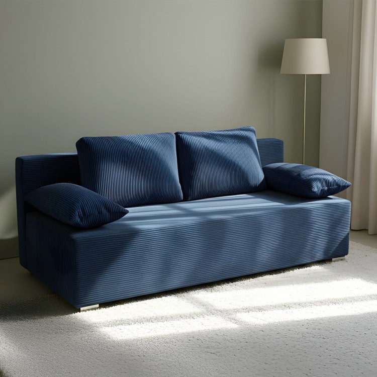 Schlafsofa Lunera Prima 2 Cordstoff Marineblau
