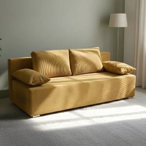 Schlafsofa Lunera Prima 2 Cordstoff Gold