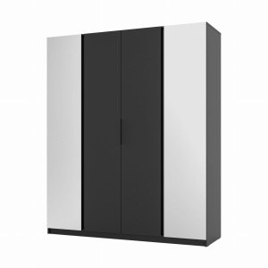 Kleiderschrank für den Flur 4-türig mit Spiegel und Regalböden Dravero BL/BL 2L 2F