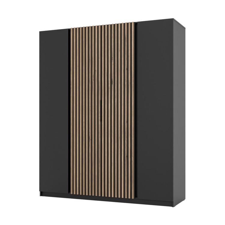 Kleiderschrank für den Flur 4-türig mit Regalböden und Lamellen Dravero BL/BL-EV 2F 2LAM