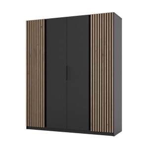 Kleiderschrank für den Flur 4-türig mit Regalböden und Lamellen Dravero BL/BL-EV 2LAM 2F