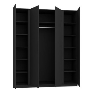 Kleiderschrank für den Flur 4-türig mit Regalböden und Lamellen Dravero BL/BL-EV 2LAM 2F