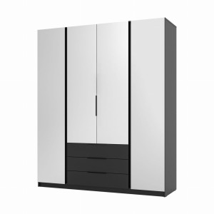 Kleiderschrank für den Flur 4-türig mit Spiegeln und Schubladen Dravero BL/BL 4L 3S