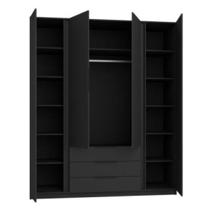 Kleiderschrank für den Flur 4-türig mit Spiegeln und Schubladen Dravero BL/BL 4L 3S