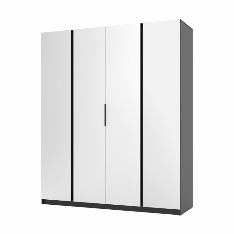 Kleiderschrank für den Flur 4-türig mit Spiegeln und Regalböden Dravero BL/BL 4L