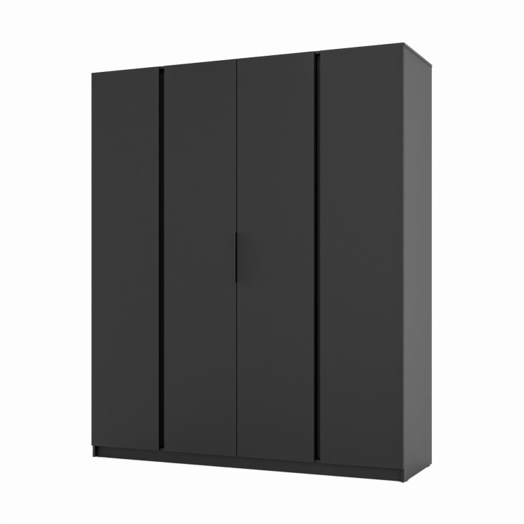 Kleiderschrank für Flur und Schlafzimmer 4-türig mit Regalböden Dravero BL/BL 4F