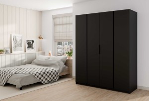 Kleiderschrank für Flur und Schlafzimmer 4-türig mit Regalböden Dravero BL/BL 4F