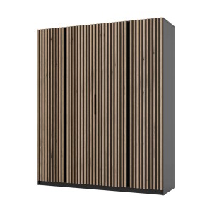 Kleiderschrank für den Flur 4-türig mit Lamellen und Regalböden Dravero BL/BL-EV 4LAM