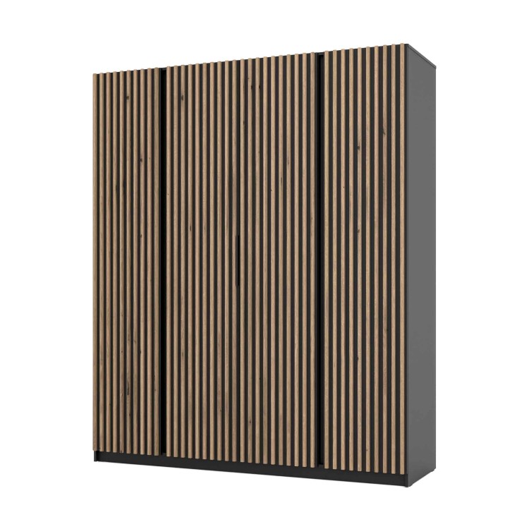 Kleiderschrank für den Flur 4-türig mit Lamellen und Regalböden Dravero BL/BL-EV 4LAM