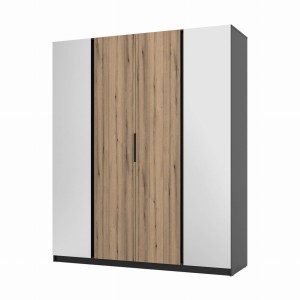 Kleiderschrank für den Flur 4-türig mit Spiegel und Regalböden Dravero BL/EV 2L 2F