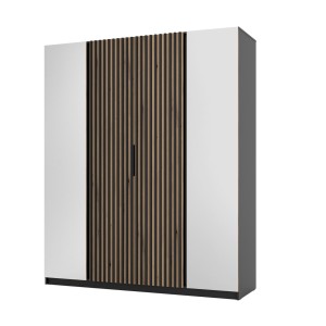 Kleiderschrank für den Flur 4-türig mit Spiegel und Lamellen Dravero BL/EV-BL 2L 2LAM
