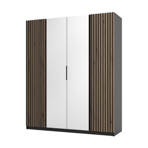 Kleiderschrank für den Flur 4-türig mit Spiegel und Lamellen Dravero BL/EV-BL 2LAM 2L