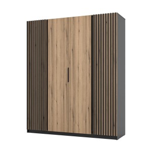 Kleiderschrank für Flur und Schlafzimmer 4-türig mit Lamellen Dravero BL/EV-BL 2LAM 2F