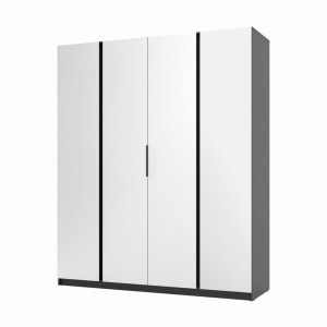 Kleiderschrank für Flur und Schlafzimmer 4-türig mit Spiegel Dravero BL/EV 4L