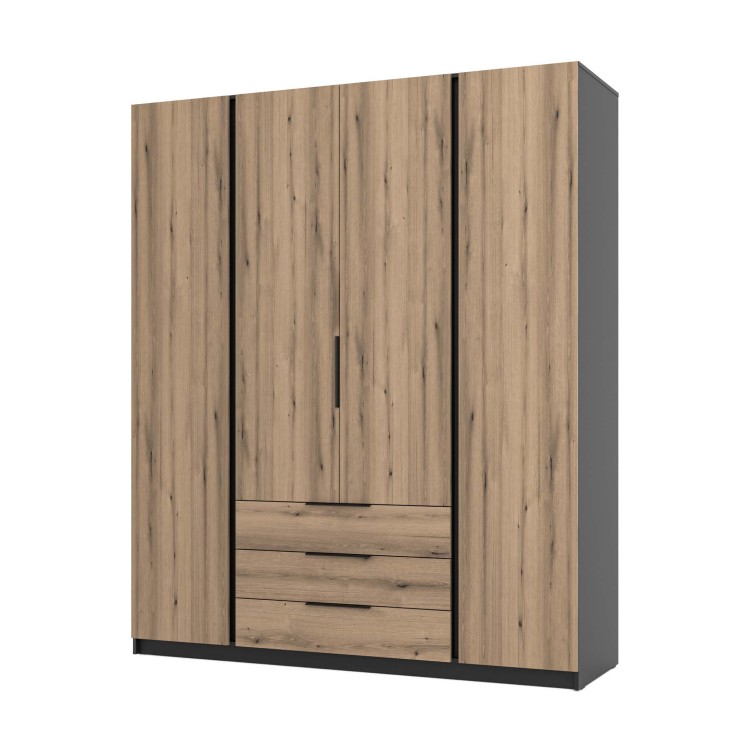 Kleiderschrank für den Flur 4-türig mit Schubladen und Regalböden Dravero BL/EV 4F 3S