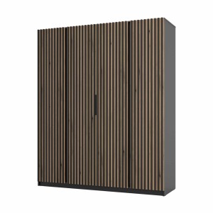 Kleiderschrank für Flur und Schlafzimmer 4-türig mit Lamellen Dravero BL/EV-BL 4LAM