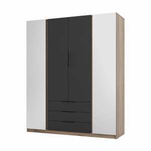 Kleiderschrank für den Flur 4-türig mit Spiegel und Schubladen Dravero EV/BL 2L 2F 3S