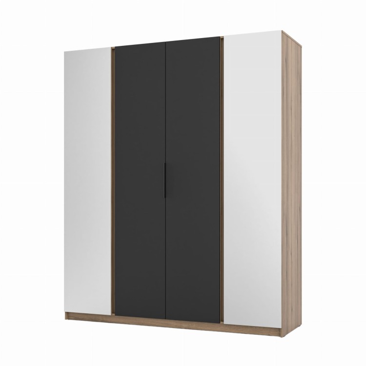Kleiderschrank für Flur und Schlafzimmer 4-türig mit Spiegel Dravero EV/BL 2L 2F