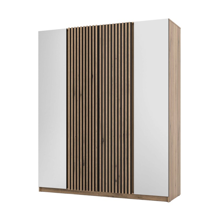 Kleiderschrank für Flur und Schlafzimmer 4-türig mit Spiegel Dravero EV/BL 2L 2LAM