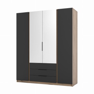 Kleiderschrank für den Flur 4-türig mit Spiegel und Schubladen Dravero EV/BL 2F 2L 3S