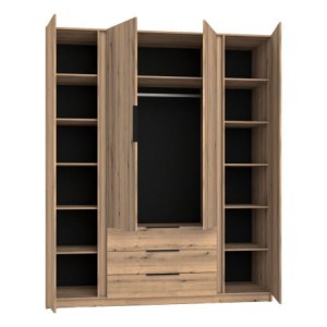 Kleiderschrank für den Flur 4-türig mit Spiegel und Schubladen Dravero EV/BL 2F 2L 3S