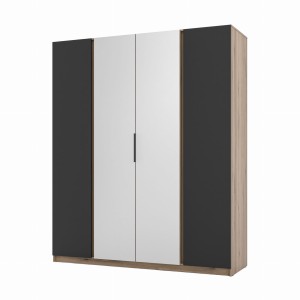 Kleiderschrank für Flur und Schlafzimmer 4-türig mit Spiegel Dravero EV/BL 2F 2L