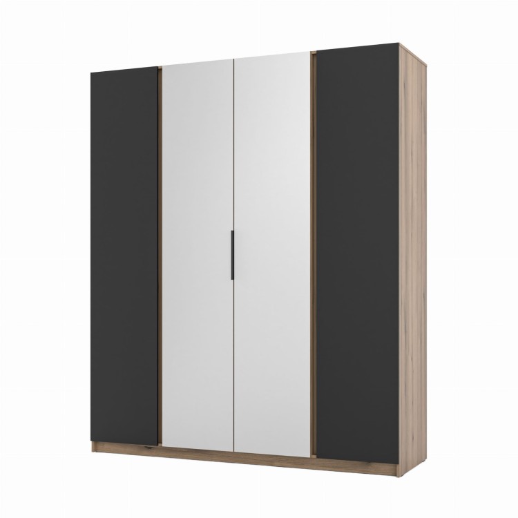 Kleiderschrank für Flur und Schlafzimmer 4-türig mit Spiegel Dravero EV/BL 2F 2L