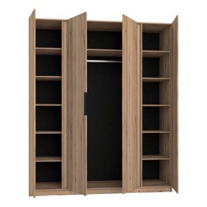 Kleiderschrank für Flur und Schlafzimmer 4-türig mit Spiegel Dravero EV/BL 2F 2L