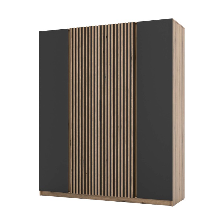Kleiderschrank für Flur und Schlafzimmer 4-türig mit Lamellen Dravero EV/BL-EV 2F 2LAM