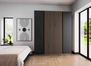 Kleiderschrank für Flur und Schlafzimmer 4-türig mit Lamellen Dravero EV/BL-EV 2F 2LAM