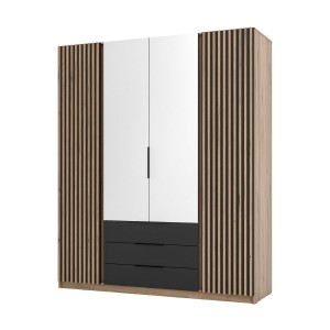 Kleiderschrank für den Flur 4-türig mit Spiegel und Schubladen Dravero EV/BL-EV 2LAM 2L 3S