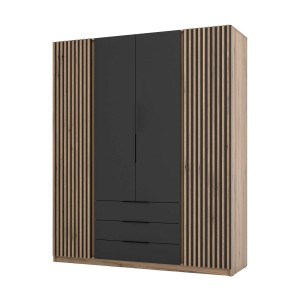 Kleiderschrank für den Flur 4-türig mit Schubladen und Lamellen Dravero EV/BL-EV 2LAM 2F 3S