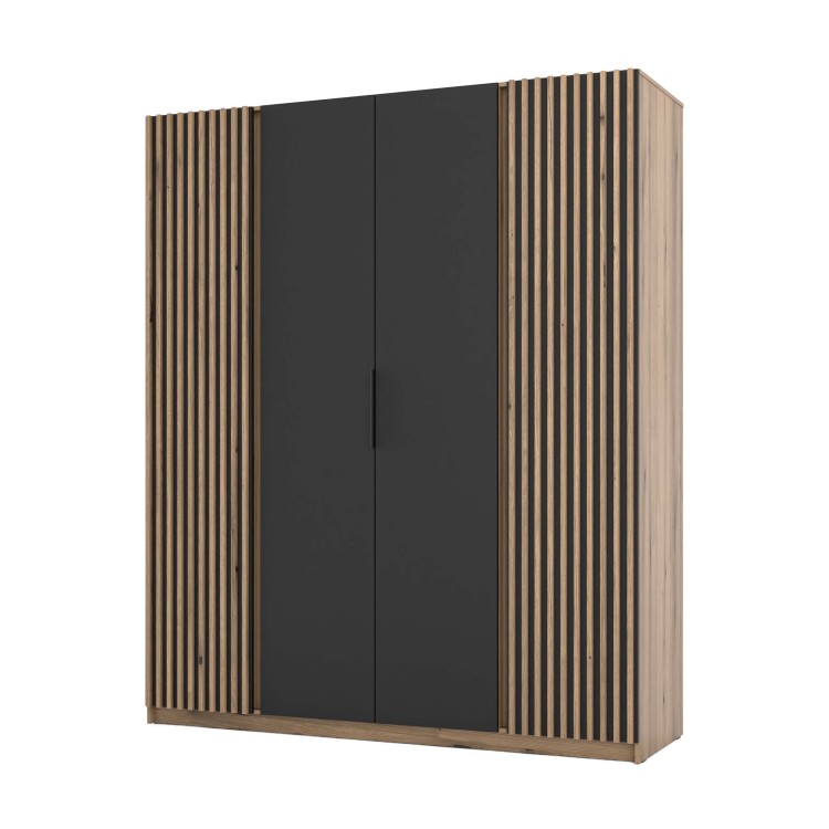 Kleiderschrank für Flur und Schlafzimmer 4-türig mit Lamellen Dravero EV/BL-EV 2LAM 2F