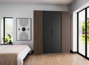 Kleiderschrank für Flur und Schlafzimmer 4-türig mit Lamellen Dravero EV/BL-EV 2LAM 2F