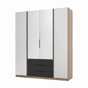 Kleiderschrank für den Flur 4-türig mit Spiegel und Schubladen Dravero EV/BL 4L 3S