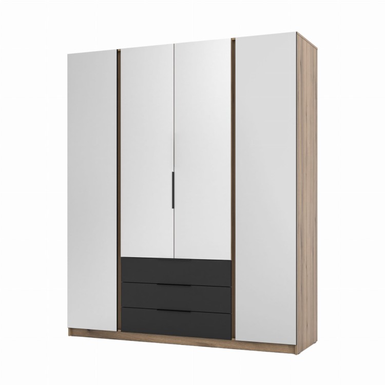 Kleiderschrank für den Flur 4-türig mit Spiegel und Schubladen Dravero EV/BL 4L 3S