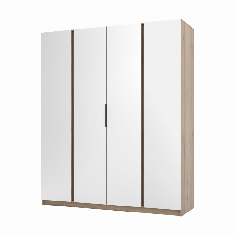 Kleiderschrank für Flur und Schlafzimmer 4-türig mit Spiegel Dravero EV/BL 4L