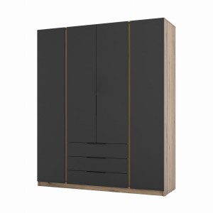 Kleiderschrank für Flur und Schlafzimmer 4-türig mit Schubladen Dravero EV/BL 4F 3S