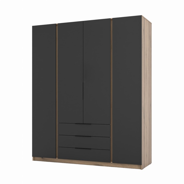 Kleiderschrank für Flur und Schlafzimmer 4-türig mit Schubladen Dravero EV/BL 4F 3S