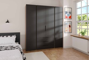Kleiderschrank für Flur und Schlafzimmer 4-türig mit Schubladen Dravero EV/BL 4F 3S