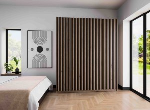 Kleiderschrank für Flur und Schlafzimmer 4-türig mit Lamellen Dravero EV/BL-EV 4LAM